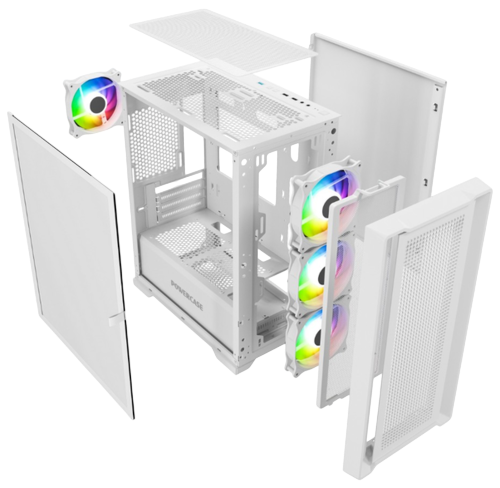 Компьютерный корпус Powercase ALISIO Micro X4W V2 TG ARGB White (CAMCXW-A4)