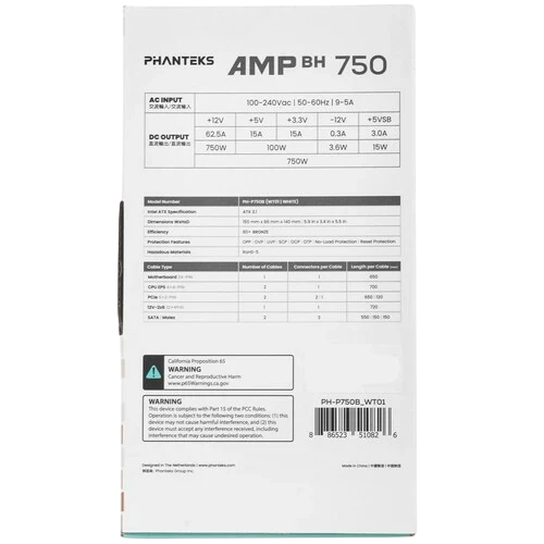 Блок питания PHANTEKS 750W AMP BH White (PH-P750B_WT01) 16 Pin (PCIe 5.0 Connector Cable Details)