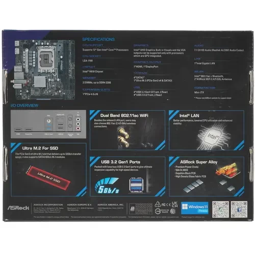 Материнская плата ASRock H610M-ITX/AC WiFi