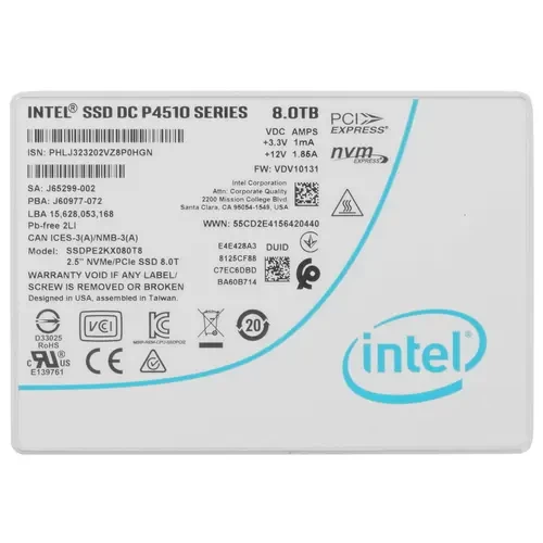 Твердотельный накопитель Intel 8000 Gb DC-P4510 SSDPE2KX080T801