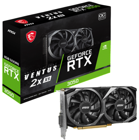 Видеокарта MSI (RTX 3050 VENTUS 2X XS 8G OC) GeForce RTX 3050 8GB VENTUS 2X XS OC