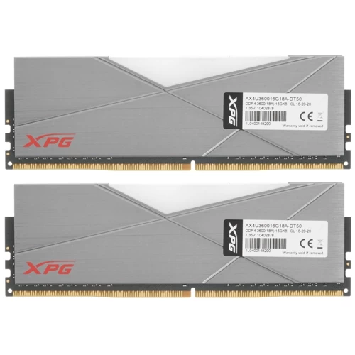 Оперативная память 32 Gb 3600 MHz ADATA XPG SPECTRIX D50 Grey RGB (AX4U360016G18A-DT50)