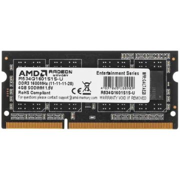 Оперативная память 4 Gb 1600 MHz AMD R5 ENTERTAINMENT SERIES Black (R534G1601S1S-U)