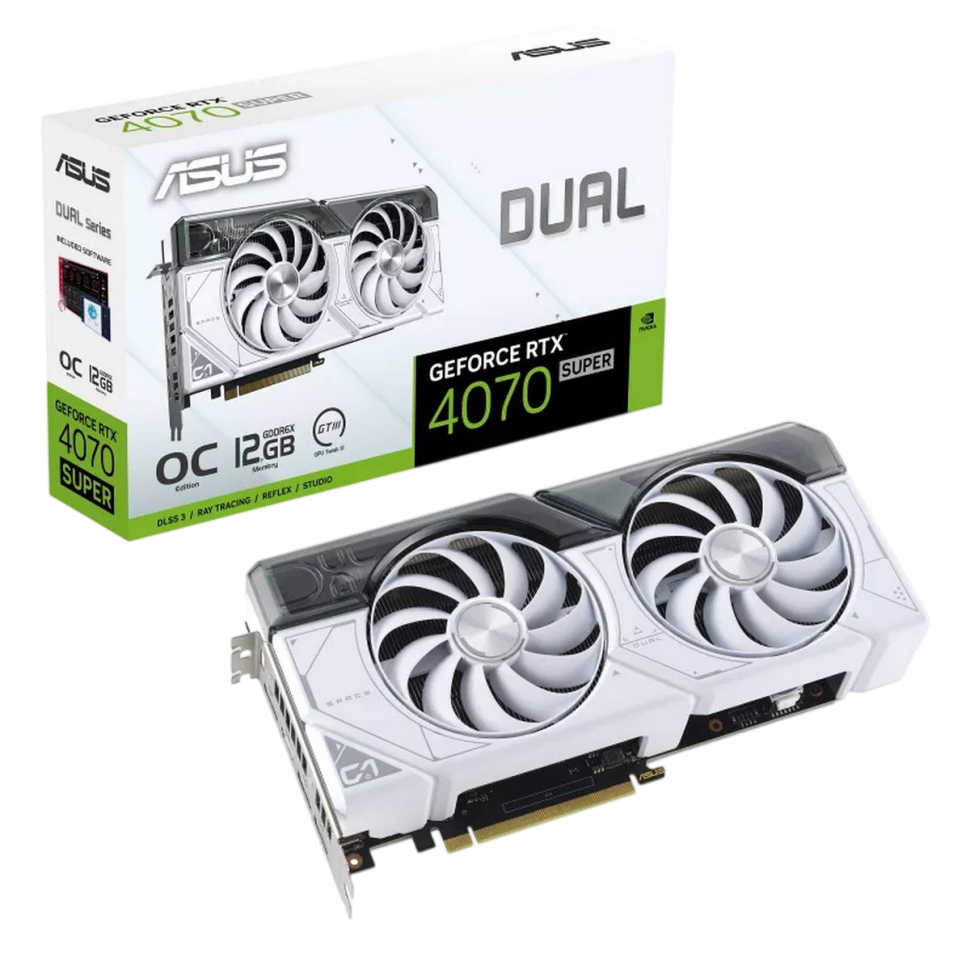 Видеокарта ASUS (DUAL-RTX4070S-O12G-WHITE) GeForce RTX 4070 SUPER 12GB DUAL OC White 90YV0K84-M0NA00