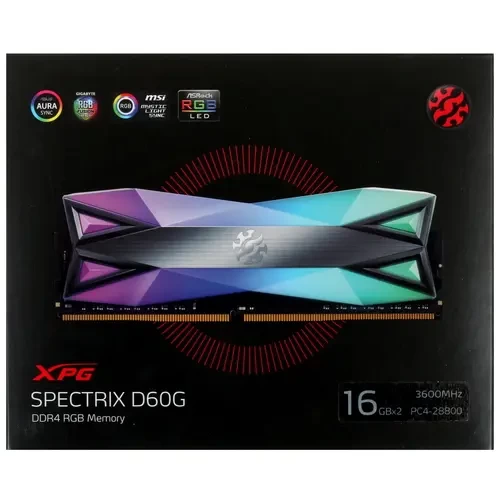 Оперативная память 32 Gb 3600 MHz ADATA XPG SPECTRIX D60G Grey RGB (AX4U360016G18A-DT60)