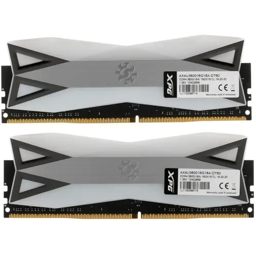Оперативная память 32 Gb 3600 MHz ADATA XPG SPECTRIX D60G Grey RGB (AX4U360016G18A-DT60)
