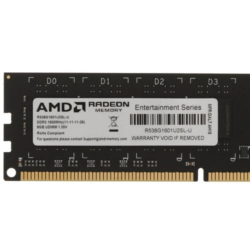 Оперативная память 8 Gb 1600 MHz AMD R5 ENTERTAINMENT SERIES Black (R538G1601U2SL-UO)