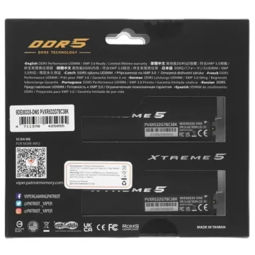 Оперативная память 32 Gb 7800 MHz PATRIOT VIPER XTREME 5 RGB (PVXR532G78C38K)