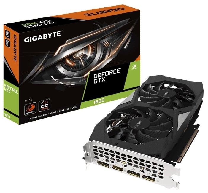 Видеокарта GIGABYTE (GV-N1660OC-6GD) GeForce GTX 1660 6GB OC