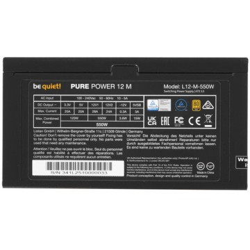 Блок питания Be Quiet! 550W PURE POWER 12 M BN341 16 pin (PCIe 5.0 Connector Cable Details)