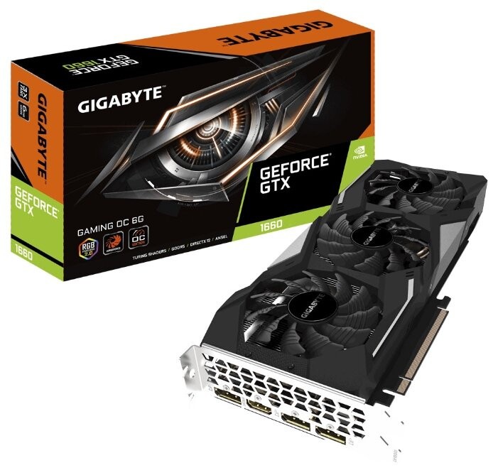 Видеокарта GIGABYTE (GV-N1660GAMING OC-6GD) GeForce GTX 1660 1860MHz PCI-E 3.0 6144MB 8002MHz 192 bit HDMI HDCP GAMING OC