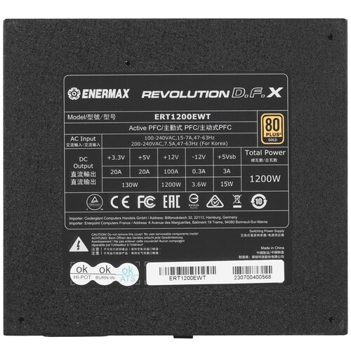 Блок питания Enermax 1200W REVOLUTION ERT1200EWT 16 Pin (PCIe 5.0 Connector Cable Details)