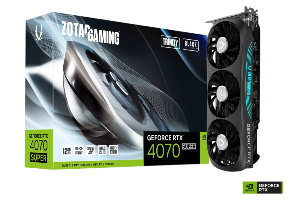 Видеокарта ZOTAC (ZT-D40720D-10P) GeForce RTX 4070 SUPER 12GB TRINITY BLACK ED