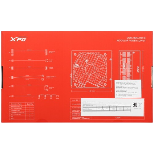 Блок питания ADATA XPG 1200W CORE REACTOR II 1200 (COREREACTORII1200G-BKCEU) 16 Pin (PCIe 5.0 Connector Cable Details)