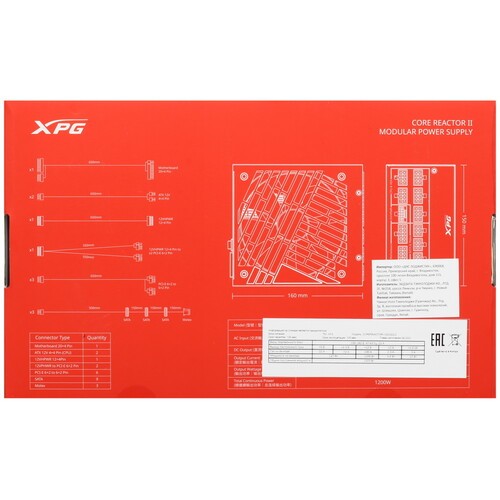 Блок питания ADATA XPG 1200W CORE REACTOR II 1200 (COREREACTORII1200G-BKCEU) 16 Pin (PCIe 5.0 Connector Cable Details)