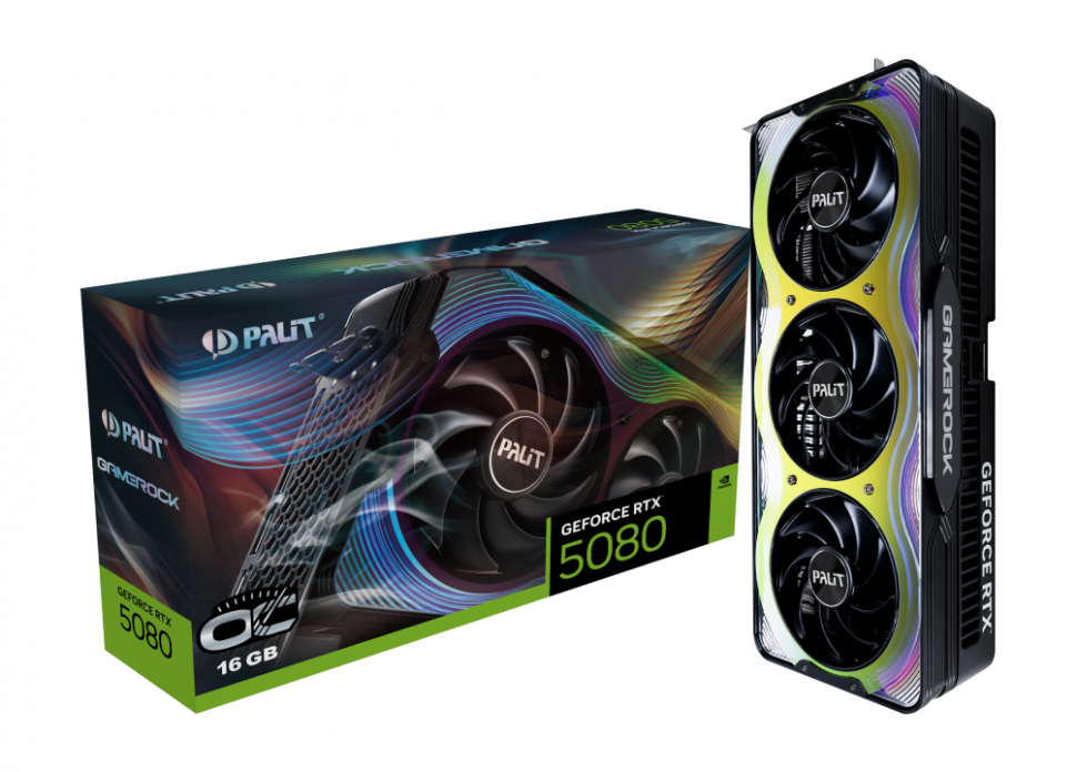 Видеокарта Palit (NE75080T19T2-GB2030G) GeForce RTX 5080 16GB GAMEROCK OC