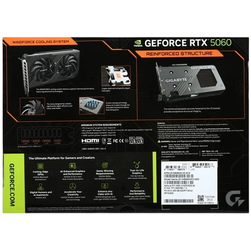 Видеокарта Gigabyte (GV-N5060WF2-8GD) GeForce RTX 5060 8GB WINDFORCE