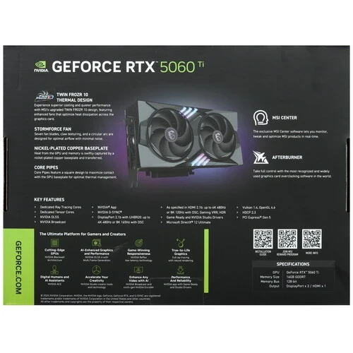 Видеокарта MSI (G506T-16G) GeForce RTX 5060 Ti 16G GAMING