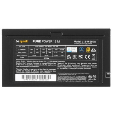Блок питания Be Quiet! 650W PURE POWER 12 M BN342 16 pin (PCIe 5.0 Connector Cable Details)