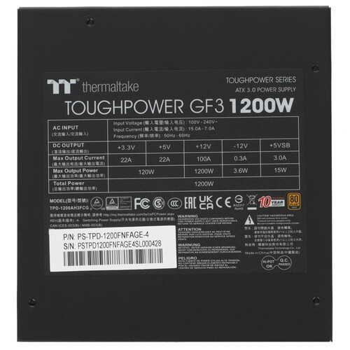 Блок питания Thermaltake 1200W TOUGHPOWER GF3 PS-TPD-1200FNFAGE-4 16 Pin (PCIe 5.0 Connector Cable Details)