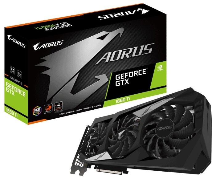 Видеокарта GIGABYTE (GV-N166TAORUS-6GD) GeForce RTX 1660 Ti 6144Mb GDDR6, 192 Bit, 1890 MHz, 12000 MHz AORUS