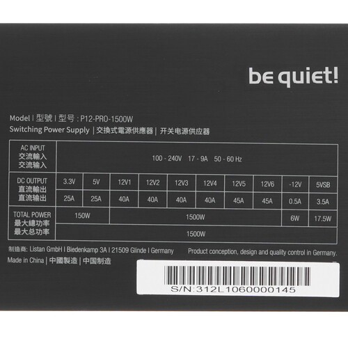 Блок питания Be Quiet! 1500W DARK POWER PRO 12 BN312