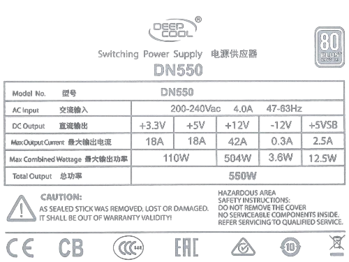 Блок питания Deepcool 550W NOVA DN550 