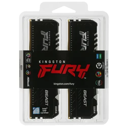 Оперативная память 64 Gb 3200 MHz Kingston FURY Beast Black RGB (KF432C16BBAK2/64)