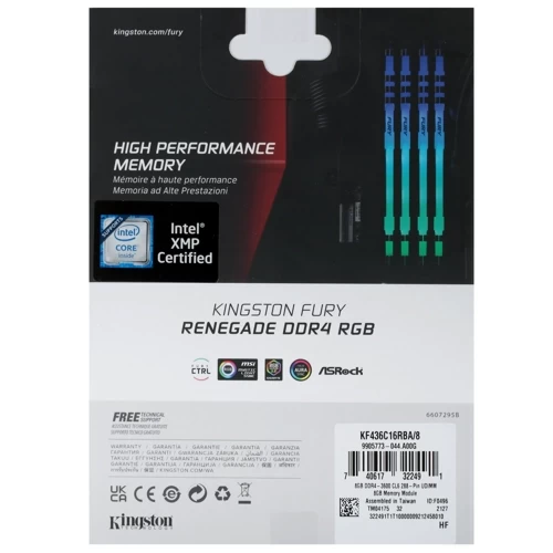Оперативная память 8 Gb 3600 MHz Kingston FURY RENEGADE RGB (KF436C16RBA/8)