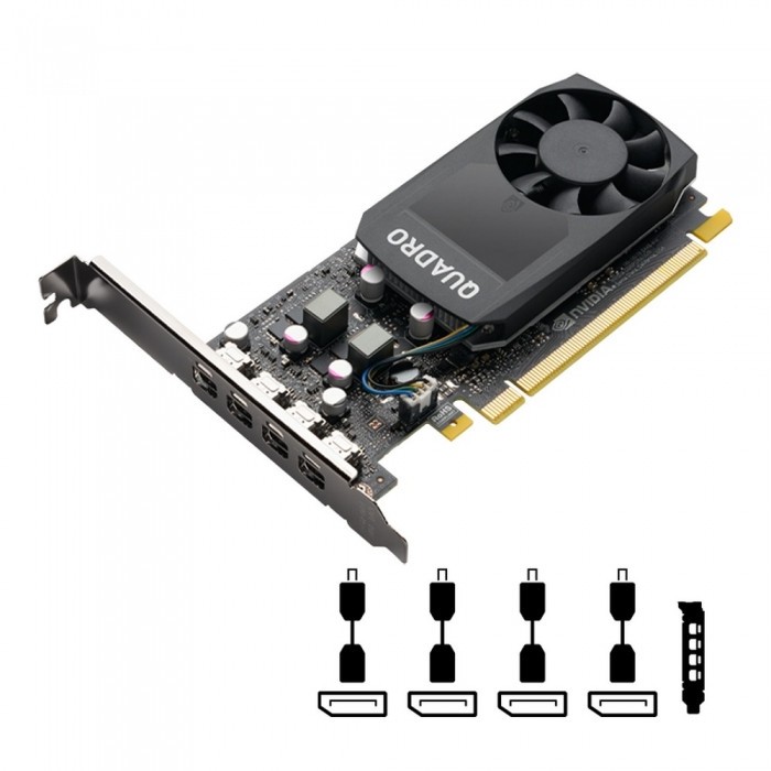 Видеокарта PNY (VCQP1000V2-PB) Quadro P1000 PCI-E 3.0 4096Mb 128 bit 4xMini DisplayPort HDCP