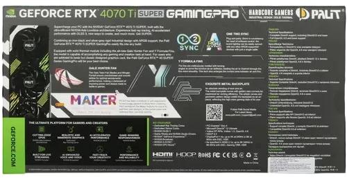 Видеокарта Palit (NED47TS019T2-1043A) GeForce RTX 4070 Ti SUPER 16GB GAMINGPRO