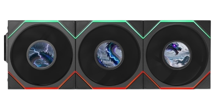 Комплект вентиляторов для корпуса Lian Li UNI FAN TL LCD FLEX 120 Reverse Blade 12RTLLCD1F3B ARGB Black (G9F.12RTLLCD1F3B.R0)
