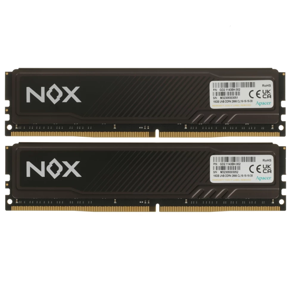 Оперативная память 32 Gb 2666 MHz Apacer NOX (AH4U32G26C08YMBAA-2)