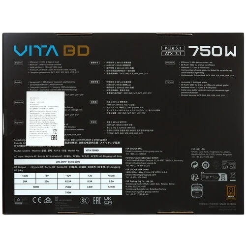 Блок питания FSP 750W VITA-750BD 16 Pin (PCIe 5.0 Connector Cable Details)