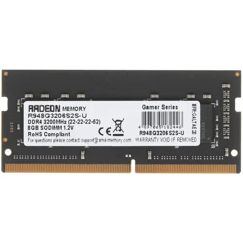 Оперативная память 8 Gb 3000 MHz AMD SODIMM R9 GAMERS SERIES (R948G3000S2S-U)