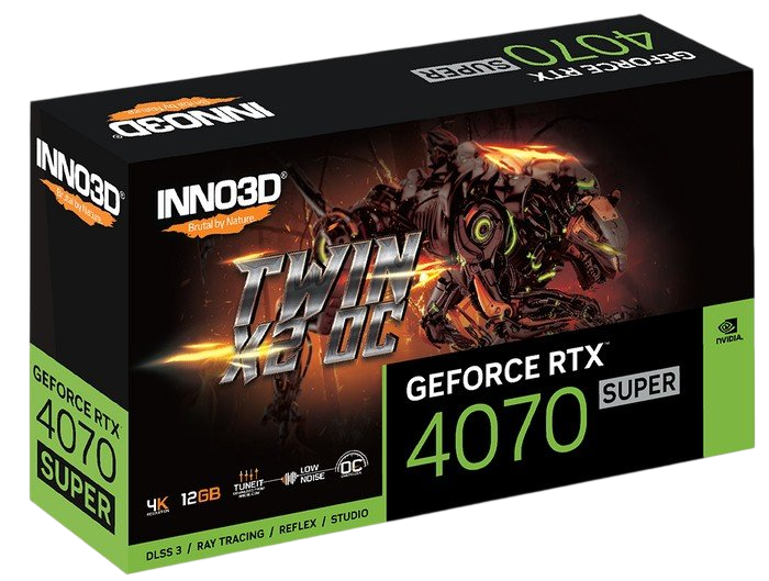 Видеокарта INNO3D (N407S2-126XX-186162N||OEM) GeForce RTX 4070 SUPER 12GB TWIN X2 OC