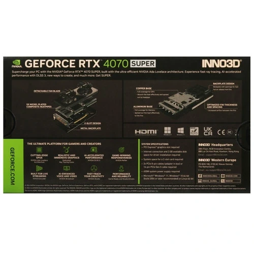 Видеокарта INNO3D (N407S2-126XX-186162N||OEM) GeForce RTX 4070 SUPER 12GB TWIN X2 OC