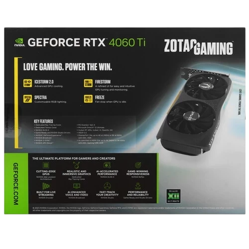 Видеокарта Zotac (ZT-D40610H-10M) GeForce RTX 4060 Ti 8GB TWIN EDGE OC