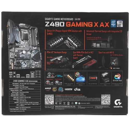 Материнская плата GIGABYTE Z490 GAMING X AX
