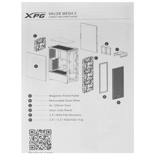 Компьютерный корпус ADATA XPG ARGB VALORMESHC4VA-BKCWW