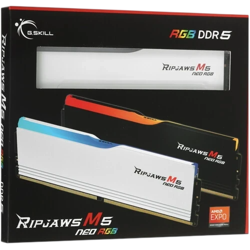 Оперативная память 96 Gb 6000 MHz G.Skill RIPJAWS M5 NEO RGB White (F5-6000J3036F48GX2-RM5NRW)