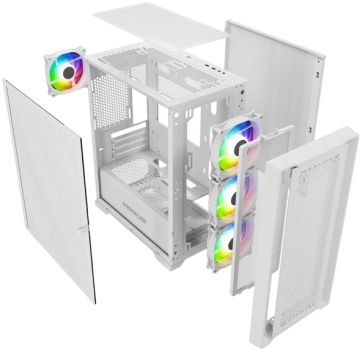 Компьютерный корпус Powercase ByteFlow Micro LE ARGB White (CAMBFW-A4-LE)