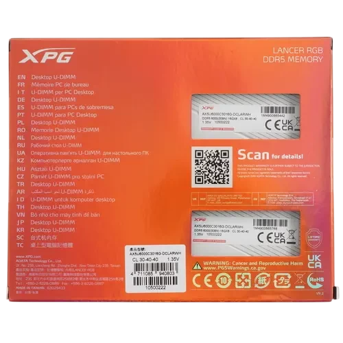 Оперативная память 32 Gb 6000 MHz ADATA XPG LANCER RGB (AX5U6000C3016G-DCLARWH)