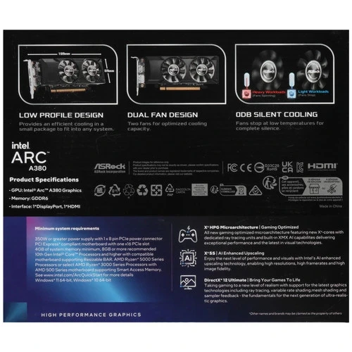 Видеокарта ASRock (A380 LP 6G) Intel Arc A380 6GB Low Profile