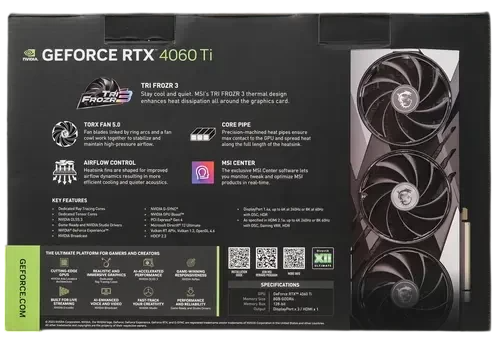 Видеокарта MSI (RTX 4060 TI GAMING X SLIM 8GB) GeForce RTX 4060 TI 8GB GAMING X SLIM