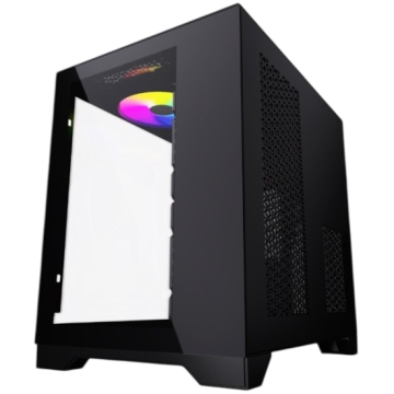 Компьютерный корпус Powercase VISION Micro Black TG 120mm 5-color fan Black mATX (CVBM-L4)