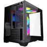 Компьютерный корпус Powercase VISION Micro Black TG 120mm 5-color fan Black mATX (CVBM-L4)