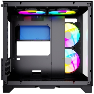 Компьютерный корпус Powercase VISION Micro Black TG 120mm 5-color fan Black mATX (CVBM-L4)