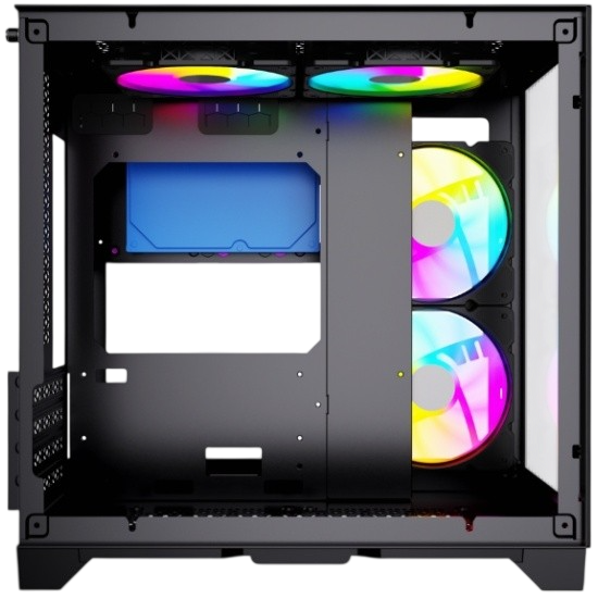 Компьютерный корпус Powercase VISION Micro Black TG 120mm 5-color fan Black mATX (CVBM-L4)