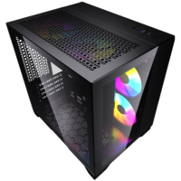 Компьютерный корпус Powercase VISION Micro Black TG 120mm 5-color fan Black mATX (CVBM-L4)